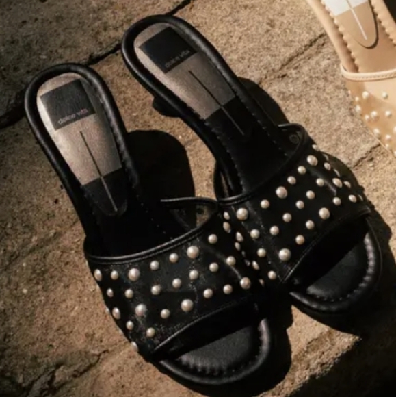 Dolce Vita Meeza Pearl Elegant Blk W/ White Faux Pearl Detail Women's Heels NIB - Picture 10 of 16